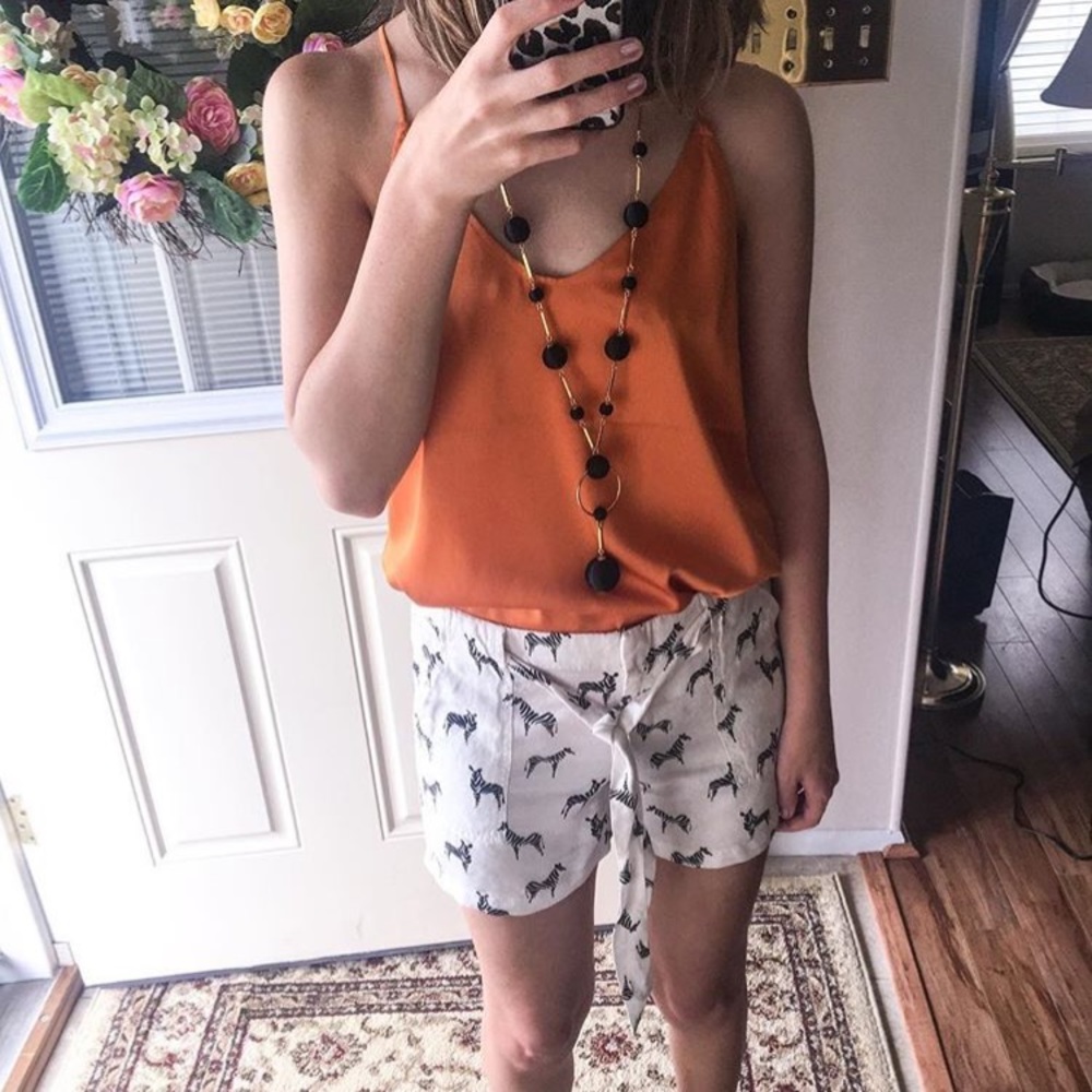 Zebra tie waist shorts